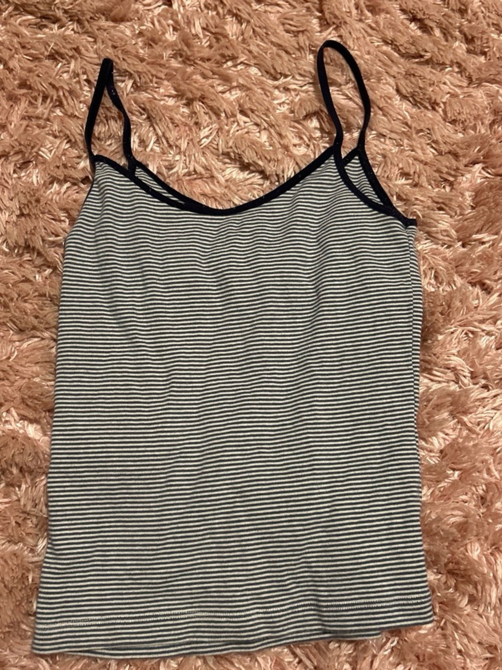 Brandy Melville Navy and White Striped Ribbed Tank - Picture 3 of 4
